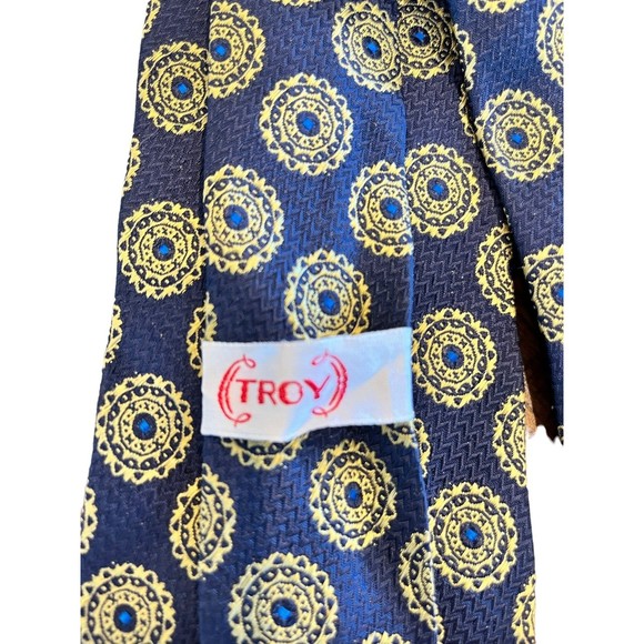 Troy Tie Mens LOT of 2, Navy Blue with Gold and Lit Blue with dark Blue and Gold - Picture 4 of 4